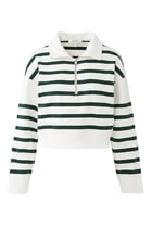 Striped Half-Zip Pullover Sweater